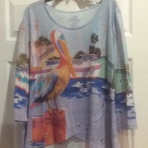 Top, xxl, 3/4 sleeve, Ellen Negley, Fl artist